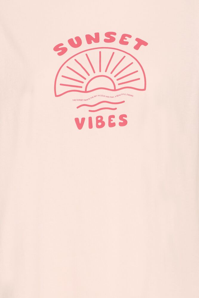 Fransa Lotus Pink Sunset Vibes Printed Cotton T-Shirt