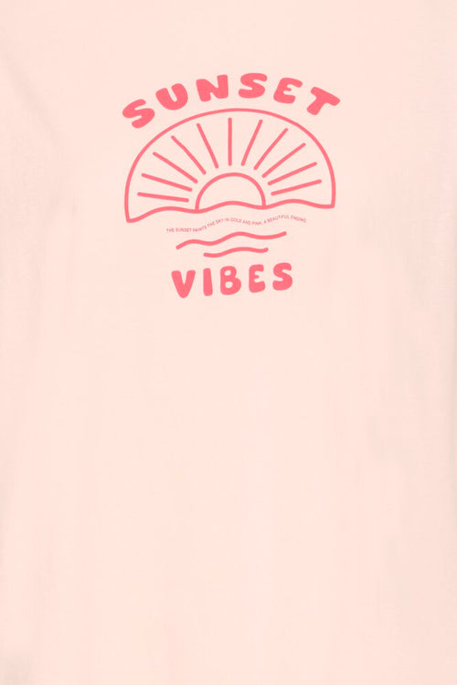 Fransa Lotus Pink Sunset Vibes Printed Cotton T-Shirt