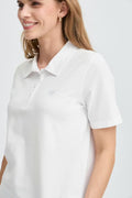 Fransa White Heart Embroidered Polo Shirt