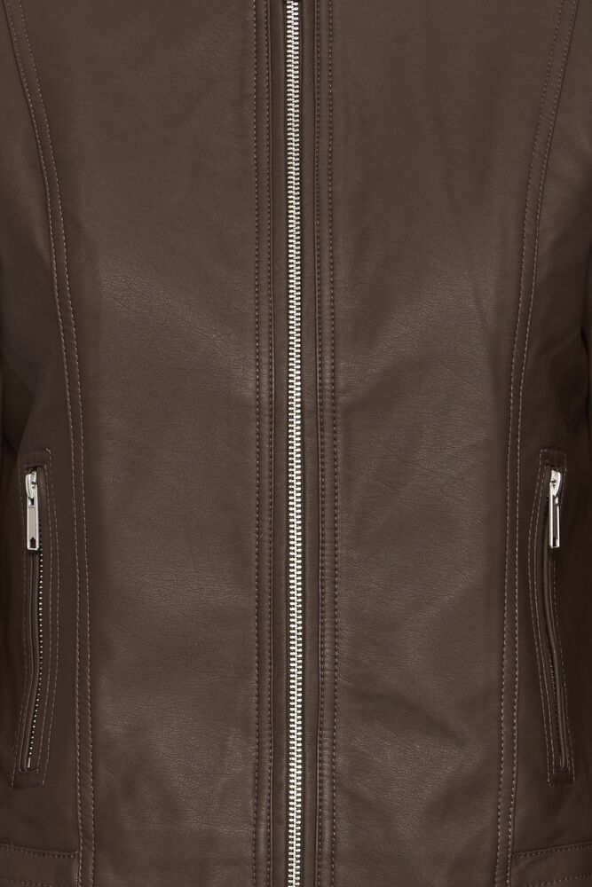 B.Young Java Brown Vegan Leather Biker Jacket