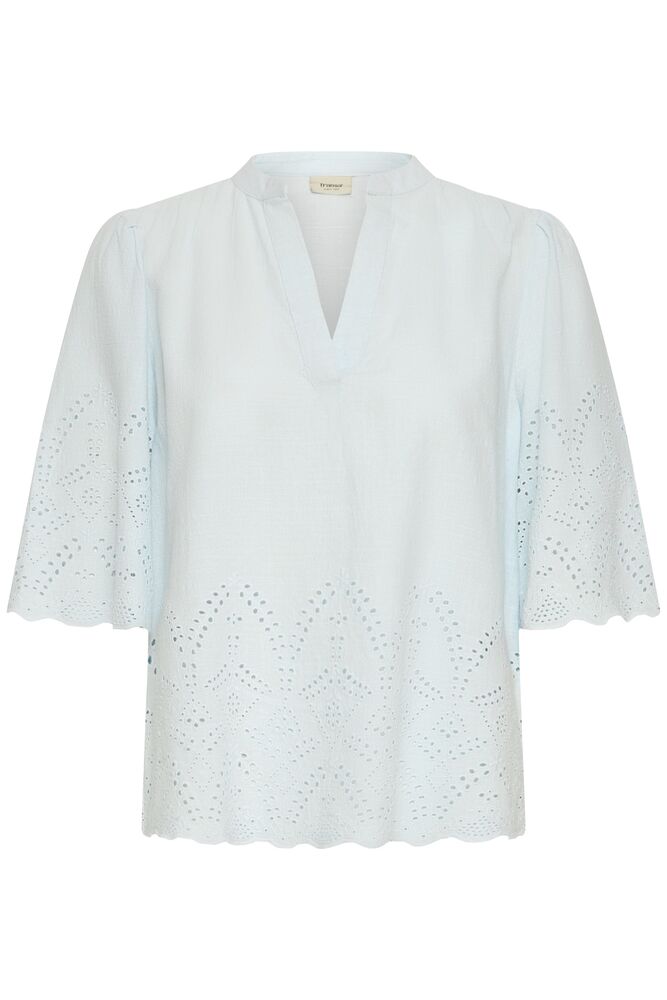 Fransa Ice Blue Broderie Anglais Blouse