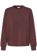 Fransa Rum Raisin Red Floral Design Super Soft Modal Sweatshirt