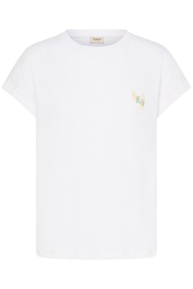 Fransa Yellow Lemonade Print White T-Shirt