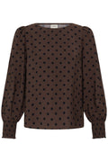 Fransa Hot Fudge Mixed Brown Polka Dot Blouse