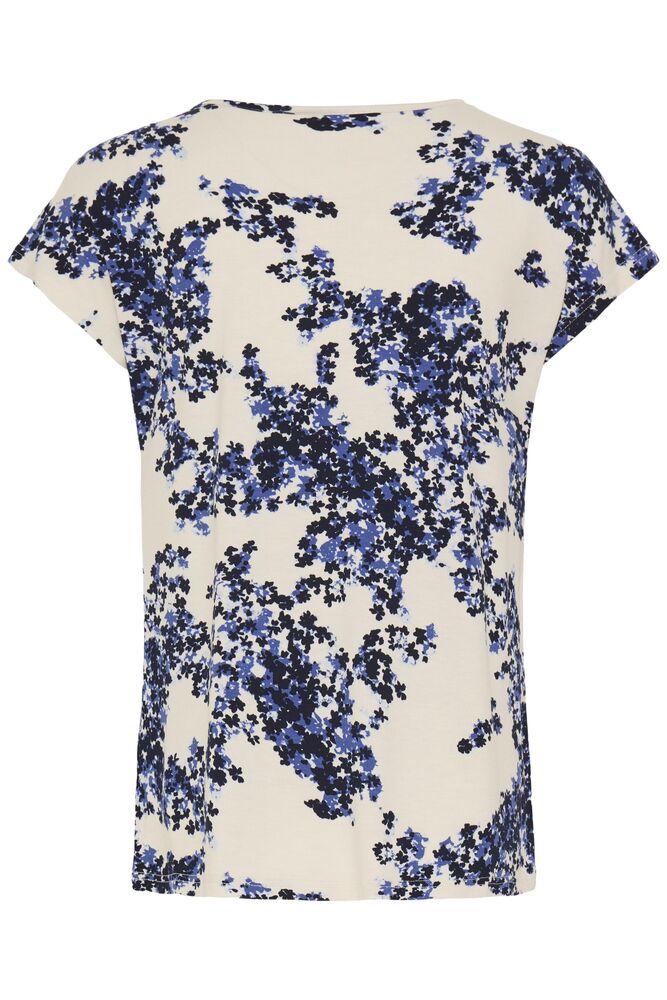 Fransa Navy Blue Floral White Top