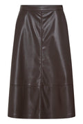B Young Java Brown Vegan Leather A Line Skirt