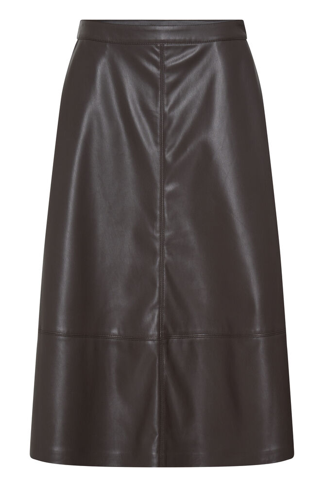 B Young Java Brown Vegan Leather A Line Skirt