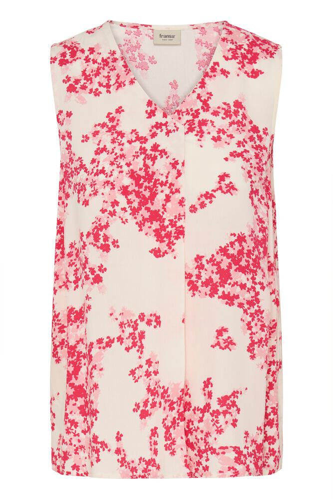 Fransa Soft Pink Floral V Neck Top