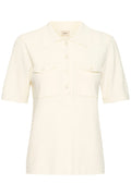 Fransa Cream Knitted Button Top