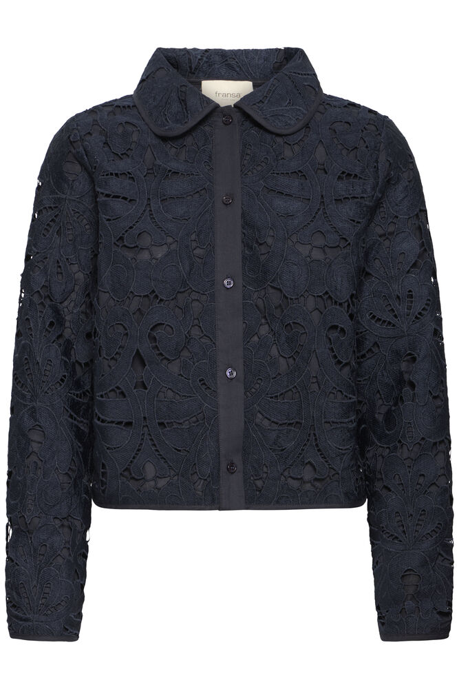 Fransa Navy Blue Lace Shirt Jacket