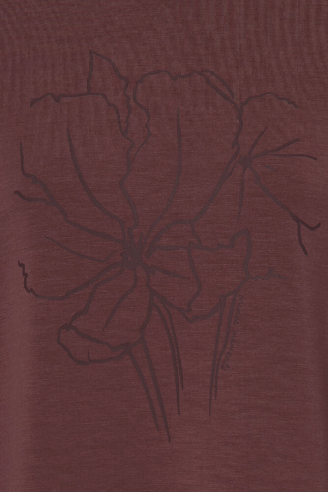 Fransa Rum Raisin Red Floral Design Super Soft Modal Sweatshirt