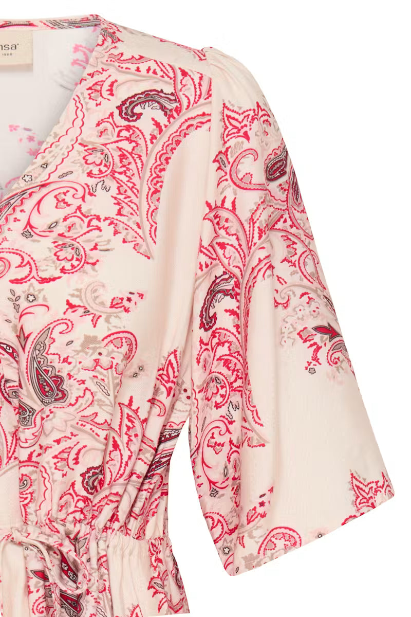 Fransa Mixed Pink Tone Paisley Skater Dress