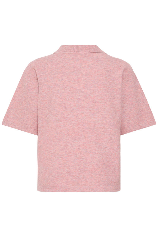 Fransa Melange Pink Pearl Button Knitted Top