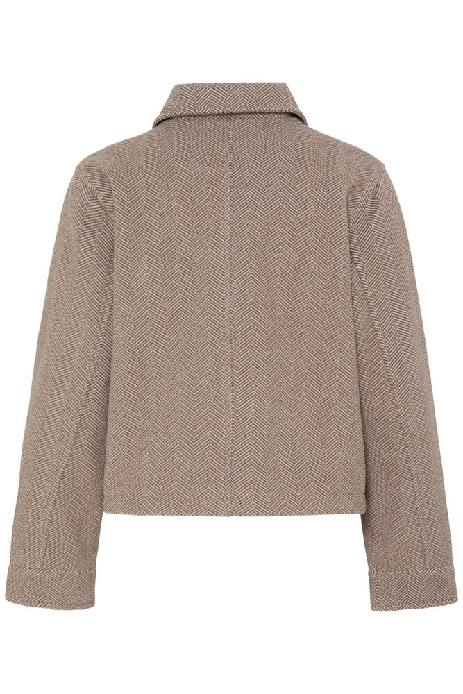 Fransa Raindrum Brown & Beige Herringbone Jacket