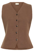 Fransa Raindrum Brown Knitted Waistcoat