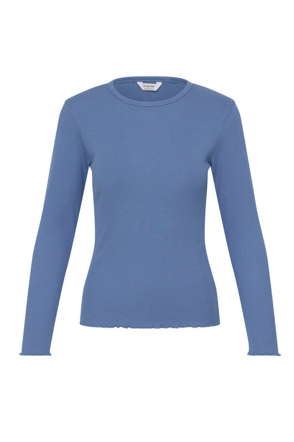 B.Young Mid Blue Horizon Ribbed Long Sleeve Top