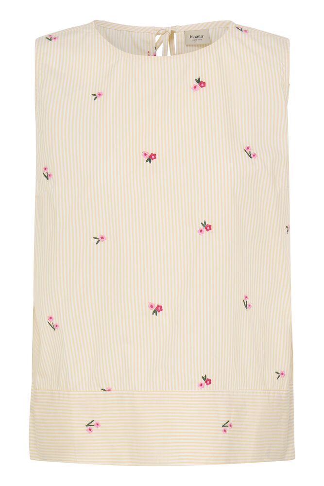 Fransa Lemon Yellow Stripe Floral Top