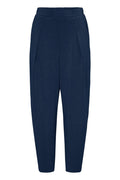 Fransa Navy Blue Super Soft Modal Carrot Leg Tapered Trousers