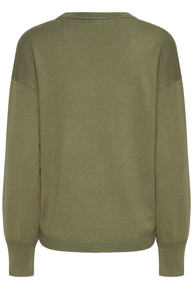 Fransa Khaki Green Button Detail Jumper