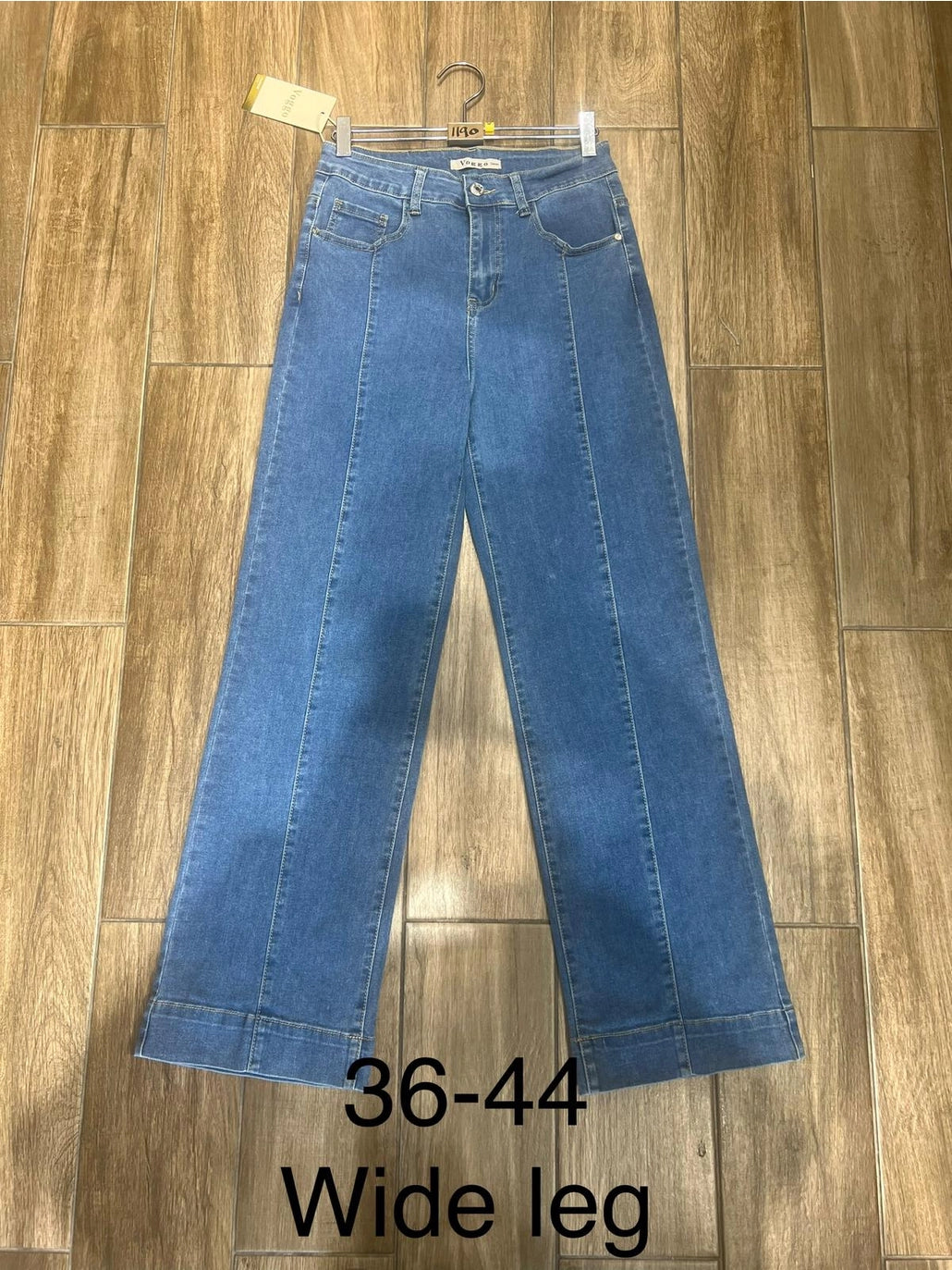 Voggo Denim Blue Front Seam Wide Leg Jeans