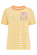 Sugarhill Brighton Yellow & Off White Striped Sunset Embroidered T-Shirt