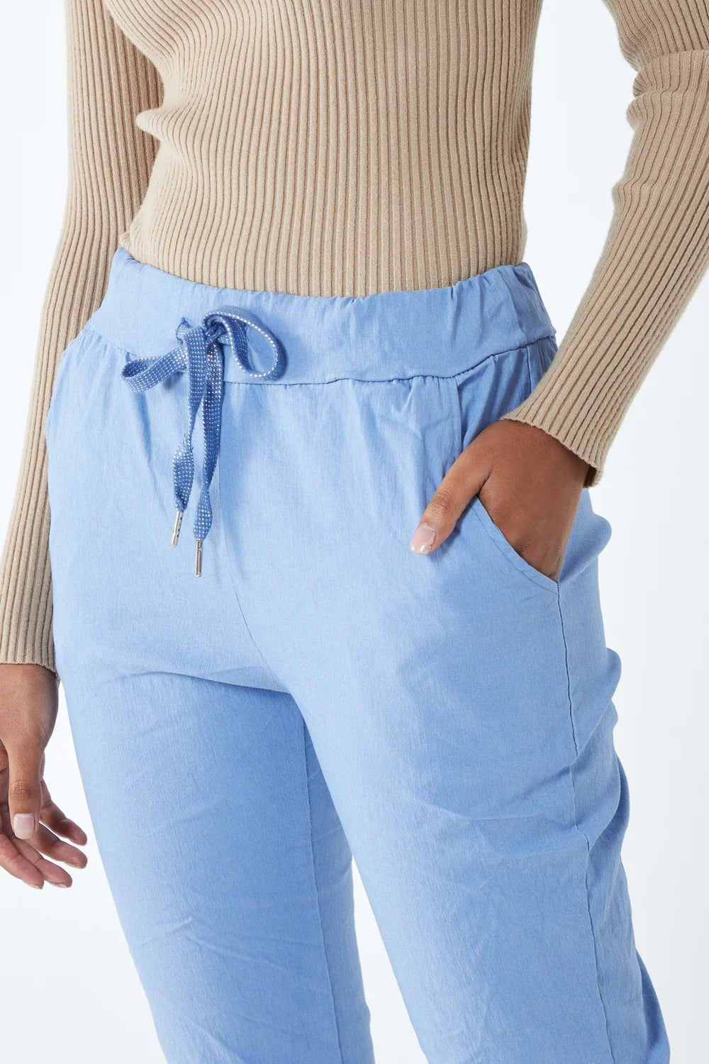 DO YOU BELIEVE IN MAGIC Sky Blue Stretch Magic Trousers