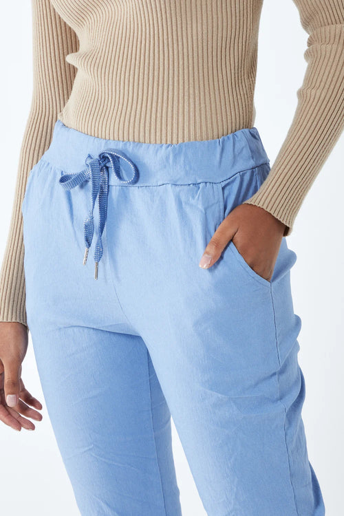 DO YOU BELIEVE IN MAGIC Sky Blue Stretch Magic Trousers