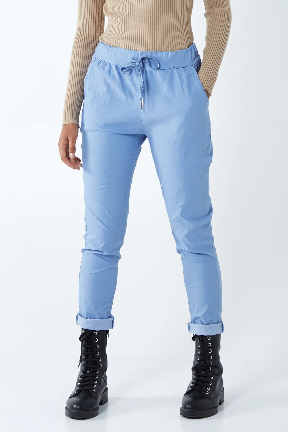 DO YOU BELIEVE IN MAGIC Sky Blue Stretch Magic Trousers