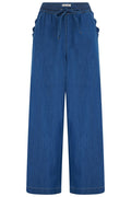Sugarhill Brighton Deep Blue Denim Wide Leg Scallop Trousers