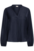 Fransa Metallic Salute Navy Blue Shimmer Blouse