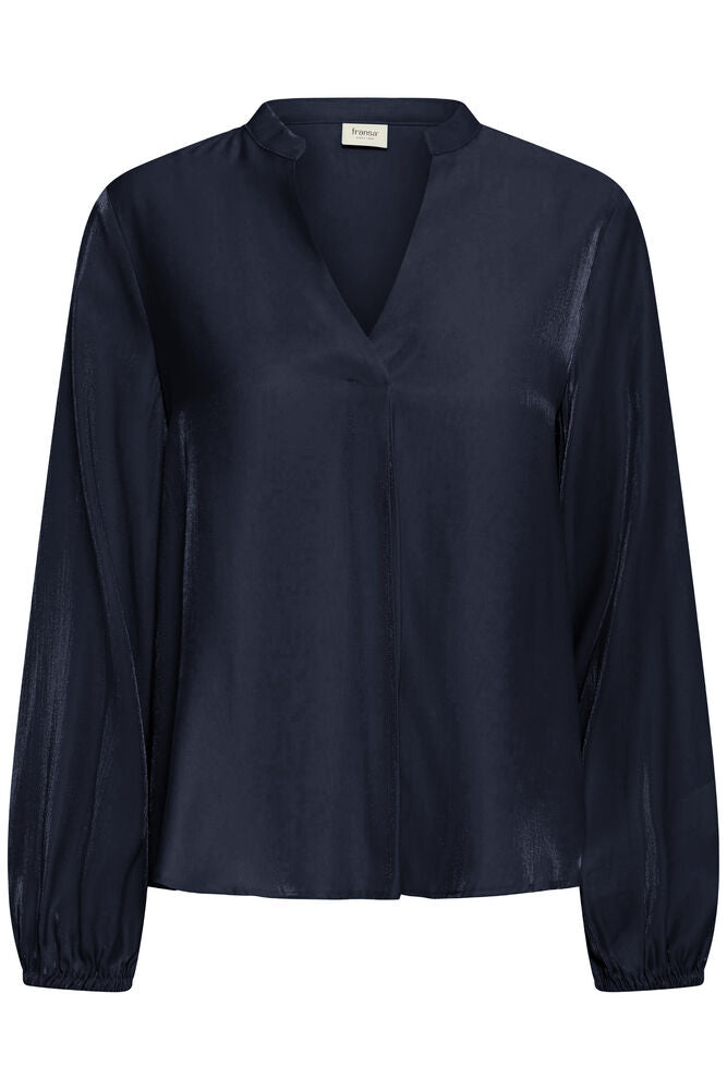 Fransa Metallic Salute Navy Blue Shimmer Blouse