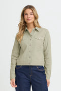 Fransa Khaki Green Denim Jacket