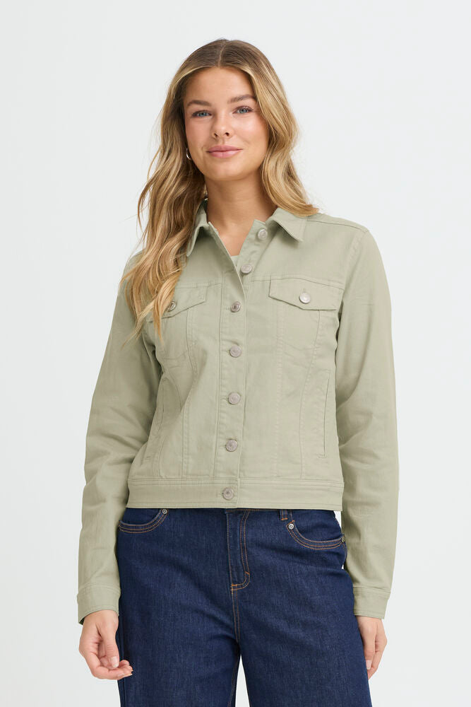 Fransa Khaki Green Denim Jacket