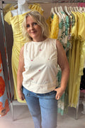 Fransa Lemon Yellow Stripe Floral Top