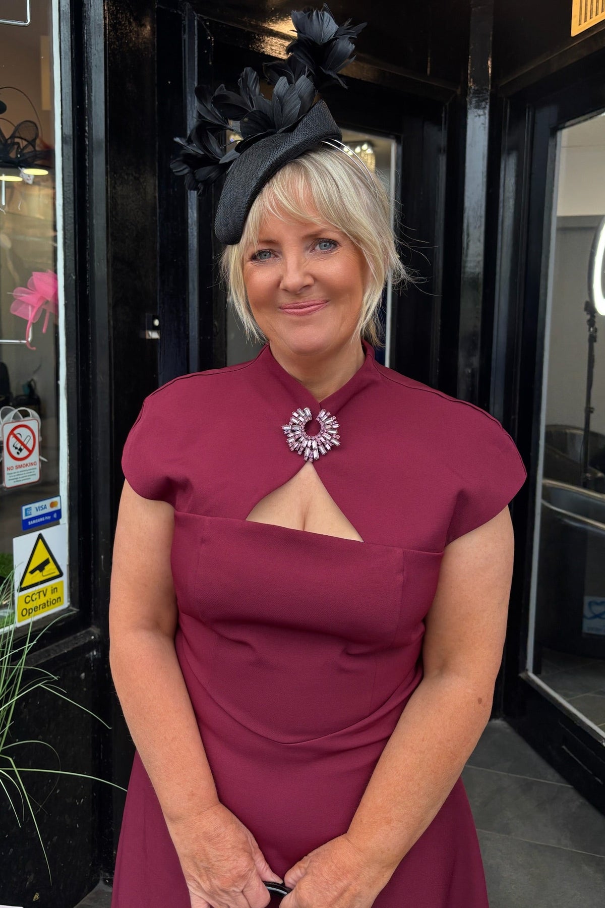 Wine Red Bolero Style A Line Midi Dress