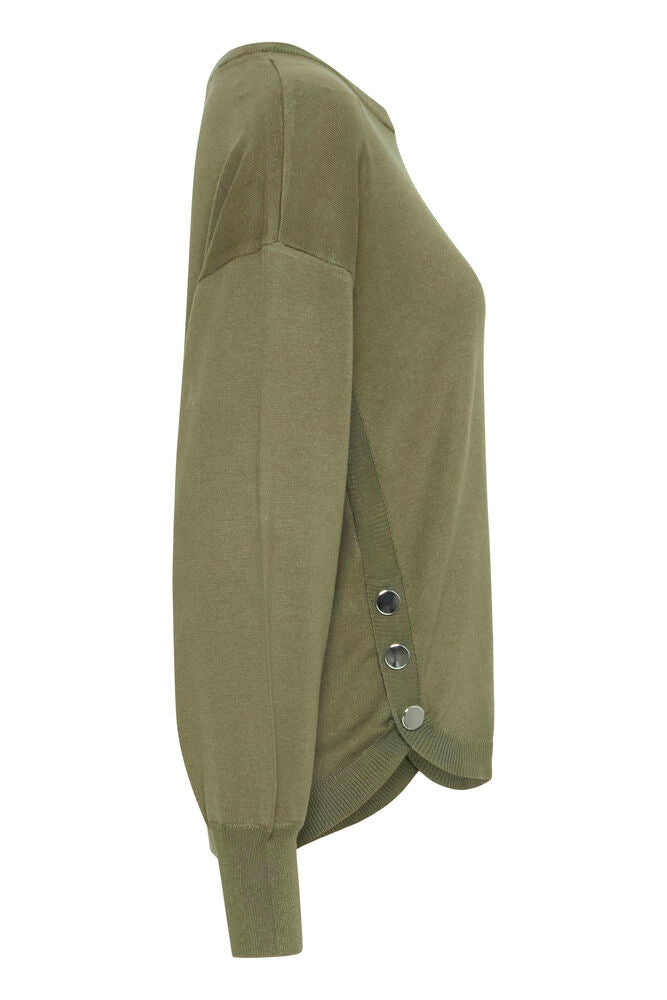 Fransa Khaki Green Button Detail Jumper