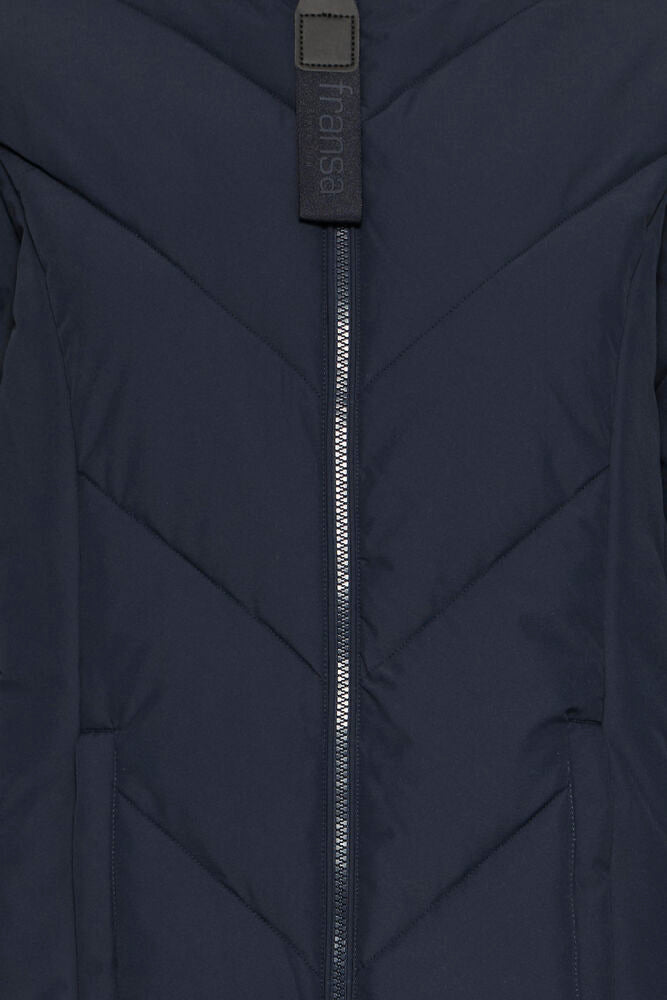 Fransa Salute Navy Blue Padded 3/4 Hooded Jacket