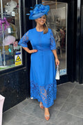 Saint M Cornflower Mid Blue Lace Trim Maxi Dress