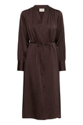 Fransa Chocolate Brown Satin Shirt Maxi Dress