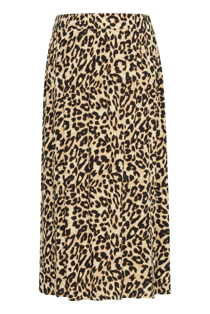 Fransa Leopard Print A Line Midi Skirt