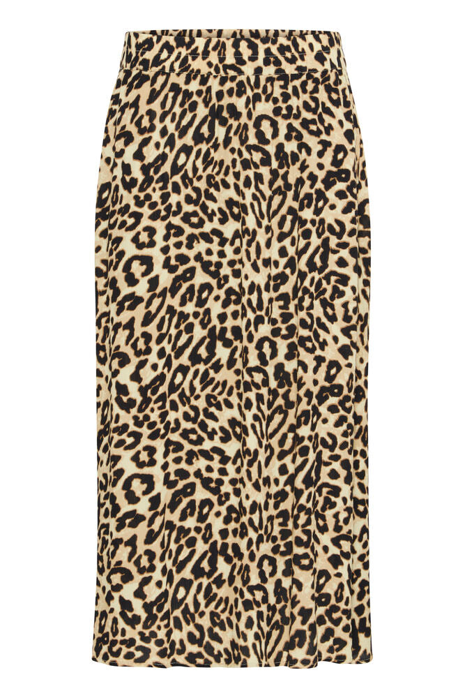 Fransa Leopard Print A Line Midi Skirt