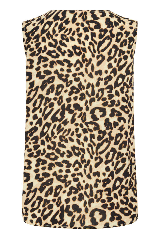 Fransa Leopard Print Button Down Waist Coat Style Top