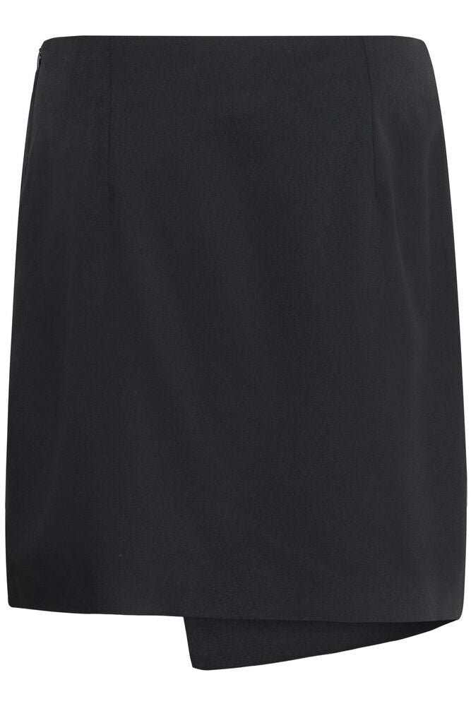 Fransa Black & Gold Buckle Crossover Asymmetric Skirt