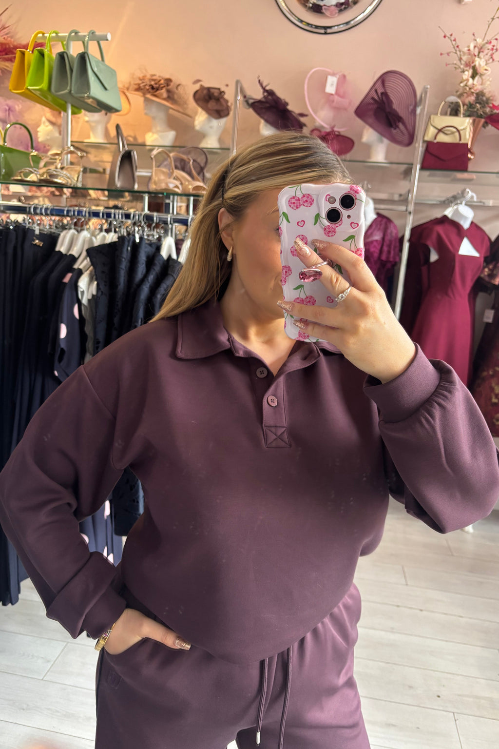 B.Young Fudge Red Polo Style Modal Sweatshirt