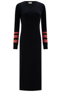 Sugarhill Brighton Mixed Pink & Orange Leopard Border Black Jumper Midi Dress
