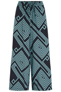 Sugarhill Brighton Black & Green Geometric Cropped Wide Leg Trousers