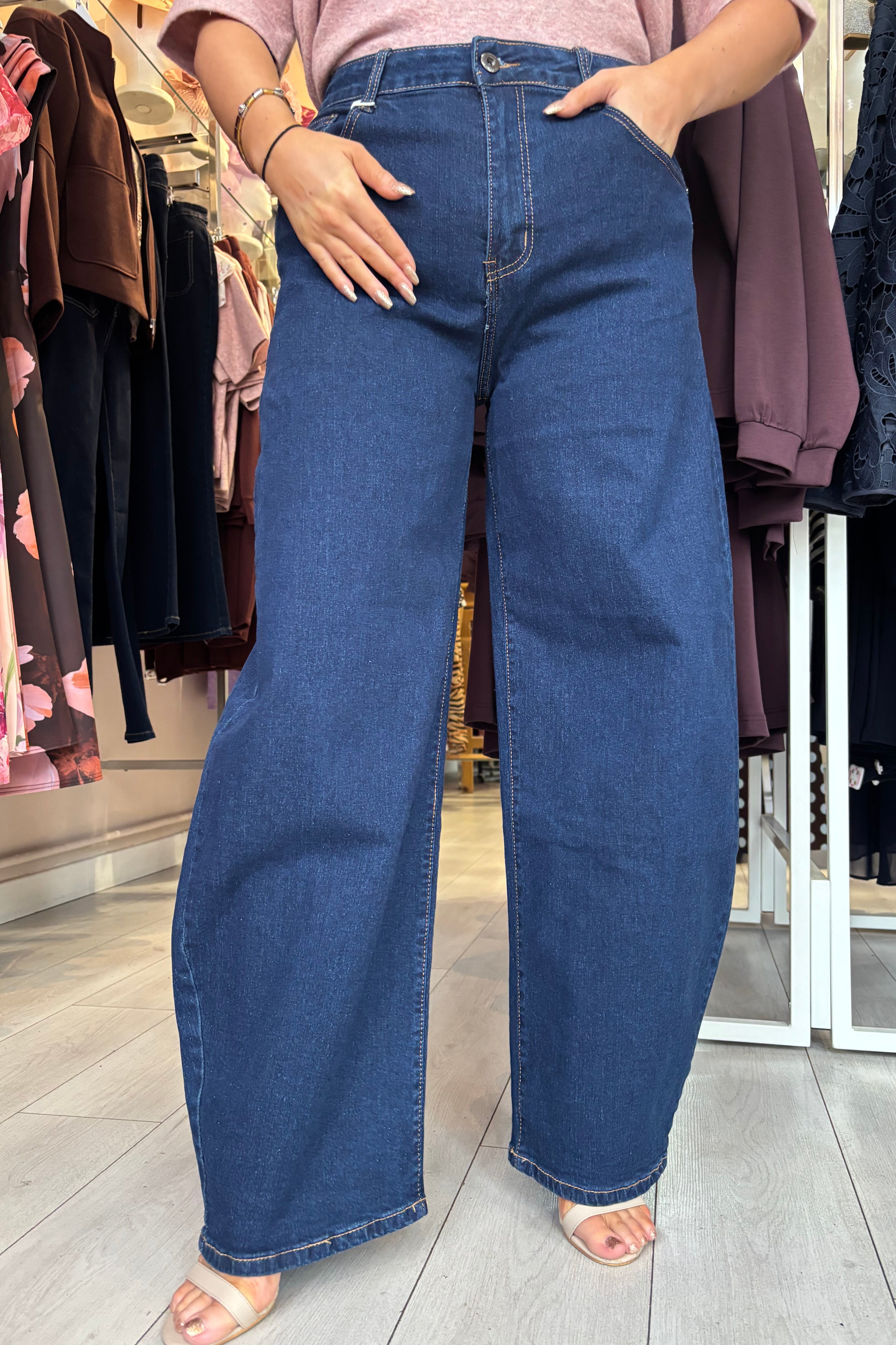 Voggo Dark Denim Blue Balloon Leg Jeans