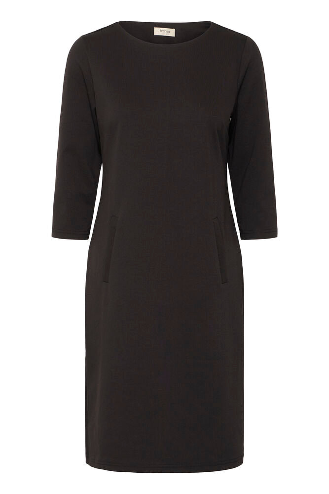 Fransa Black Classic Pencil Style Midi Dress