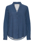 Fransa Navy Blue & White Heart Print Blouse