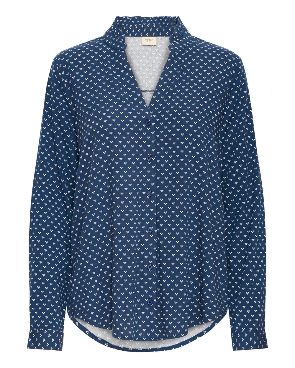 Fransa Navy Blue & White Heart Print Blouse
